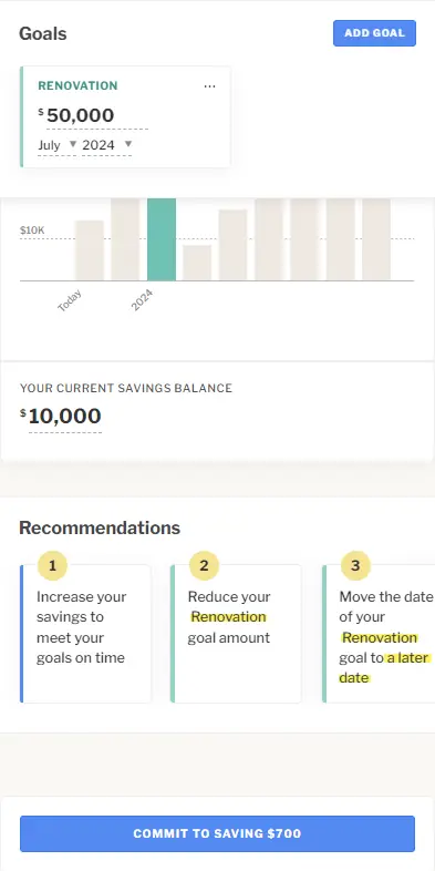 See recommendations on how to meet your goals